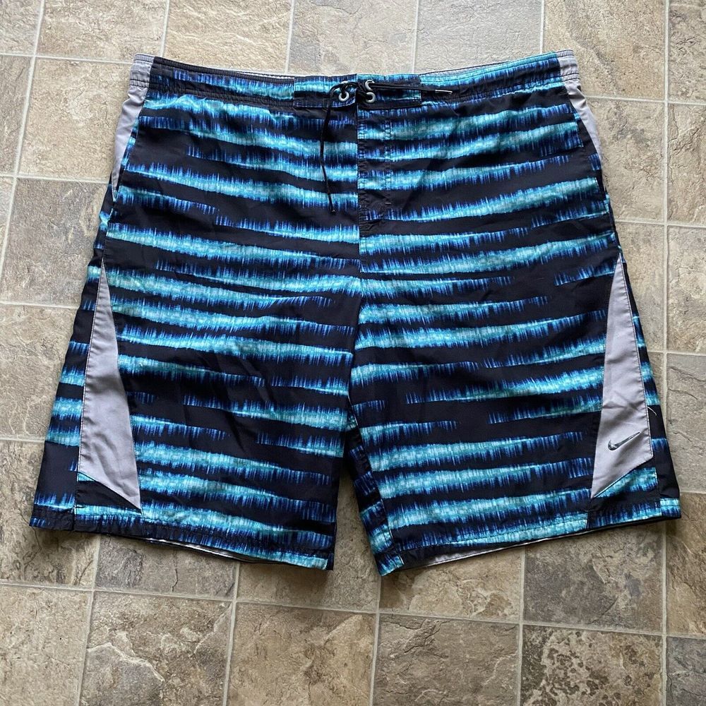 Nike Board Shorts Mens Large Blue Mesh‎ Lined Drawstring Swim Shorts